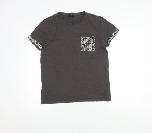 New Look Men M Grey Cotton T-Shirt with Pocket