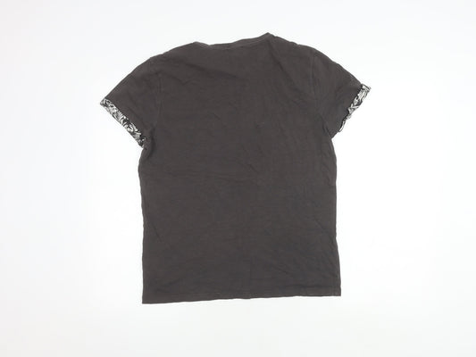 New Look Men M Grey Cotton T-Shirt with Pocket