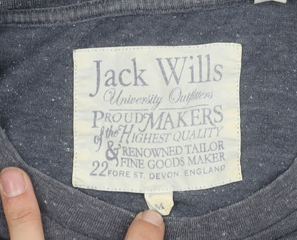 Jack Wills Men's Grey T-Shirt M Crew Neck Logo Accent
