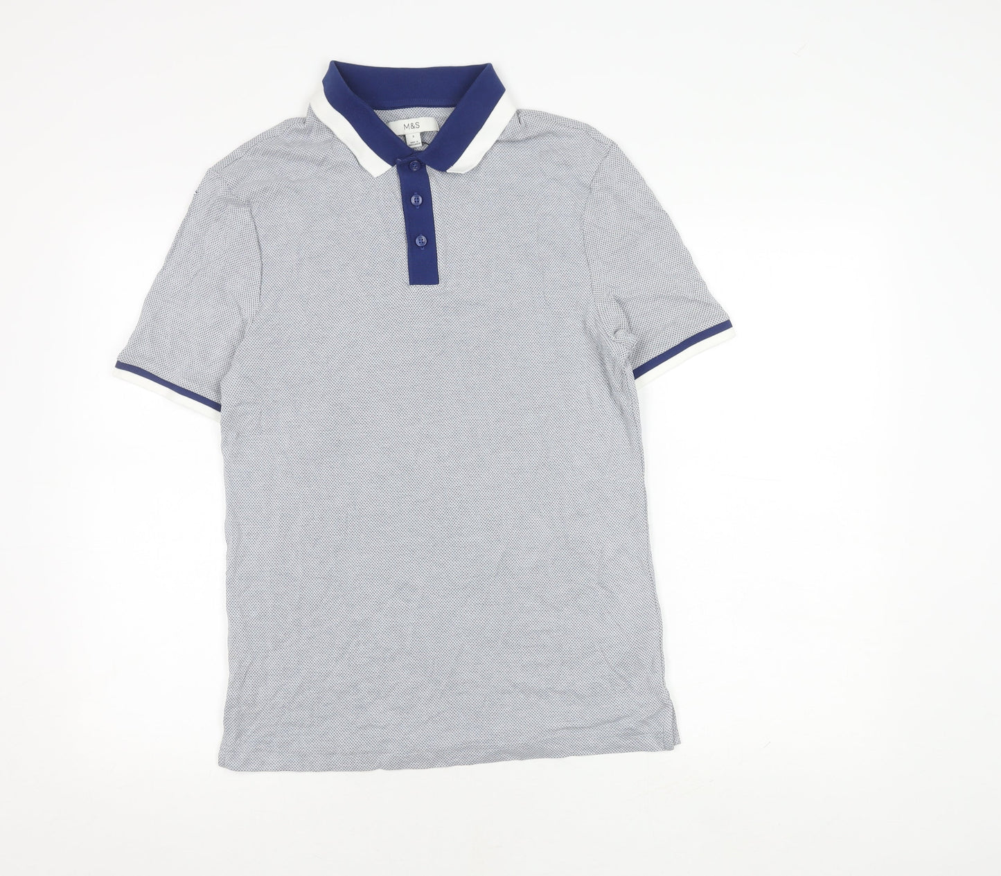 Marks and Spencer Men's Blue Polo Shirt S