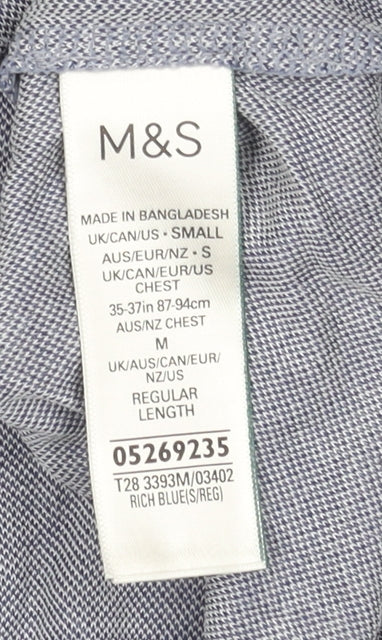 Marks and Spencer Men's Blue Polo Shirt S