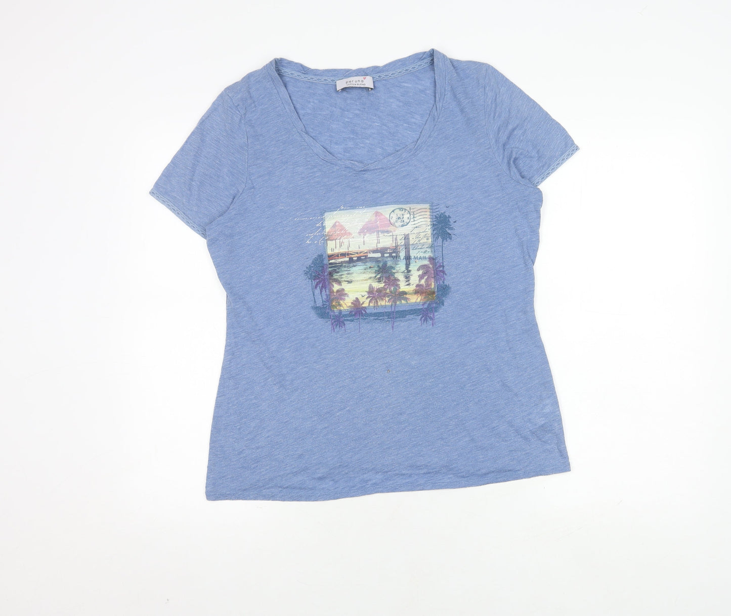 Womens UK Size 12 Marks and Spencer Blue Basic T-Shirt