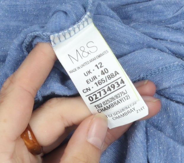 Womens UK Size 12 Marks and Spencer Blue Basic T-Shirt
