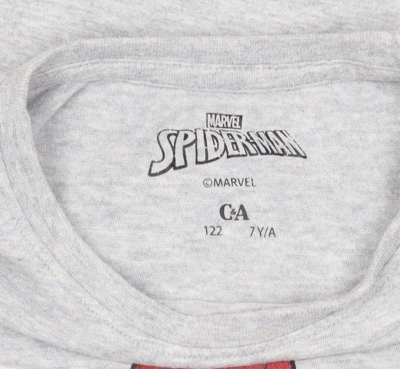 C&A Boys Grey Spider-Man T-Shirt 7 Years, Superhero Graphic