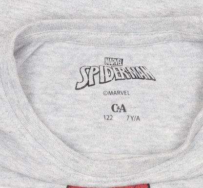 C&A Boys Grey Spider-Man T-Shirt 7 Years, Superhero Graphic