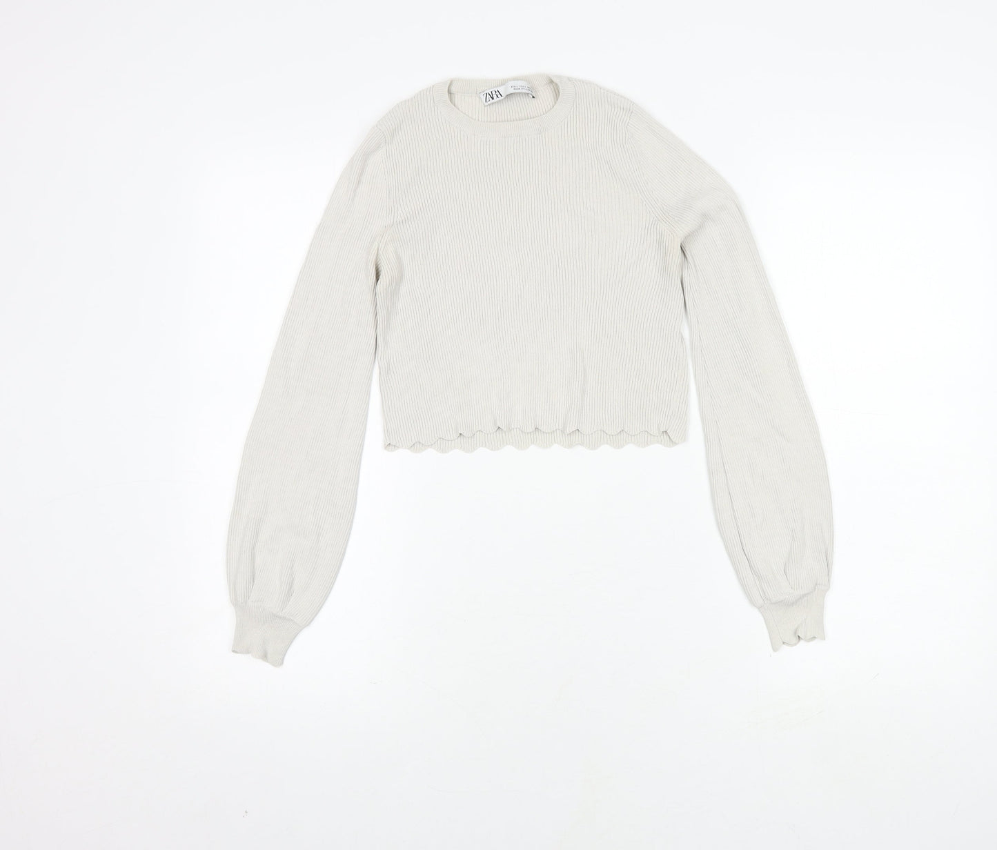 Womens UK Size S Zara White Cropped Blouse