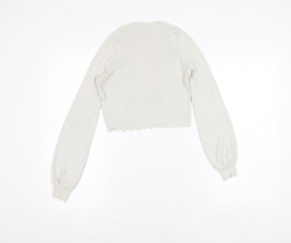 Womens UK Size S Zara White Cropped Blouse