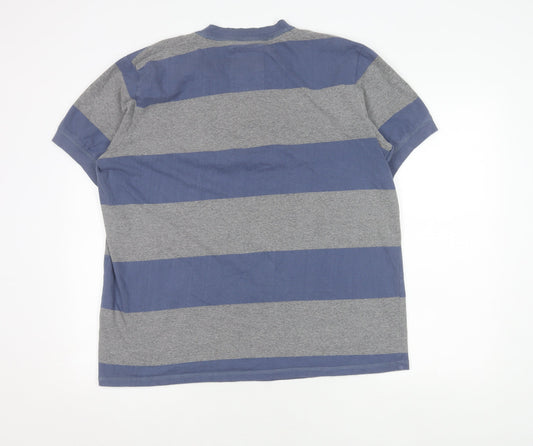 Tokyo Laundry Men's XL Grey Blue Striped Henley T-Shirt