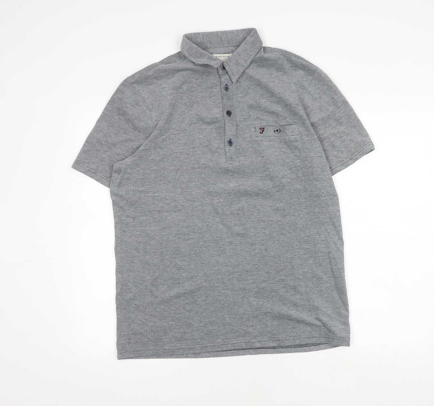 Farah Men's Grey Polo Shirt M Short Sleeve Cotton