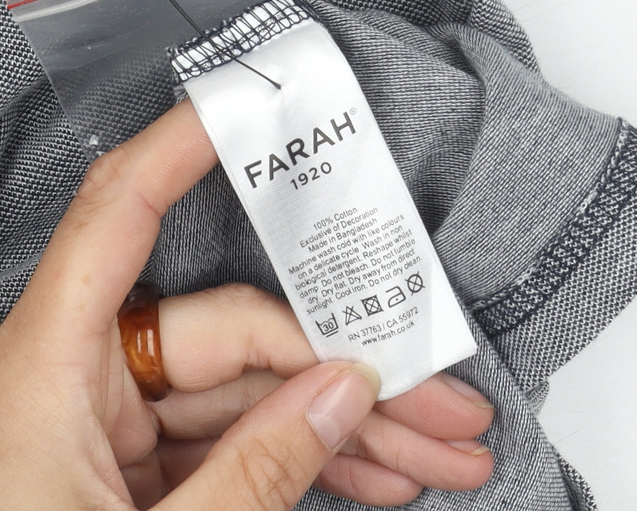 Farah Men's Grey Polo Shirt M Short Sleeve Cotton