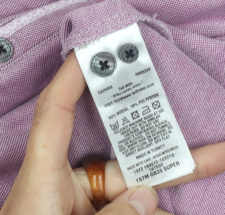 Ted Baker Men's Purple Polo Size 4 - Short Sleeve Knit