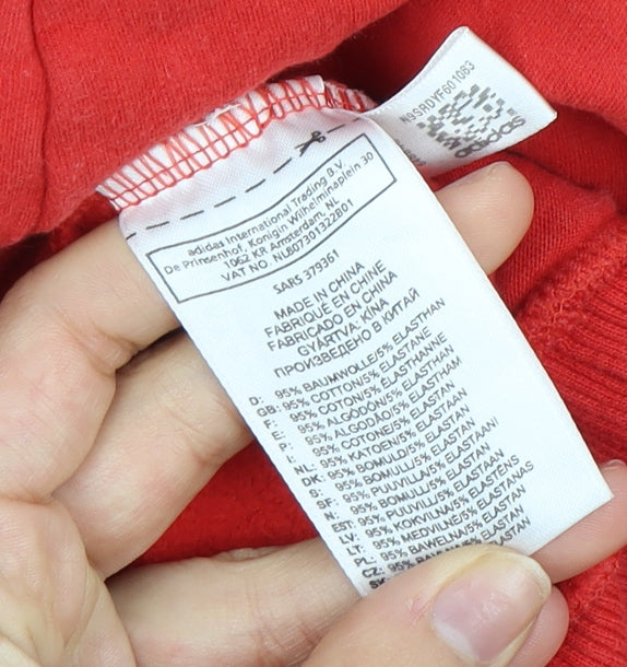 Adidas Women's Red Pullover Hoodie - Size 8