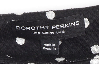 Dorothy Perkins Women's Black Polka Dot Dress Size 12
