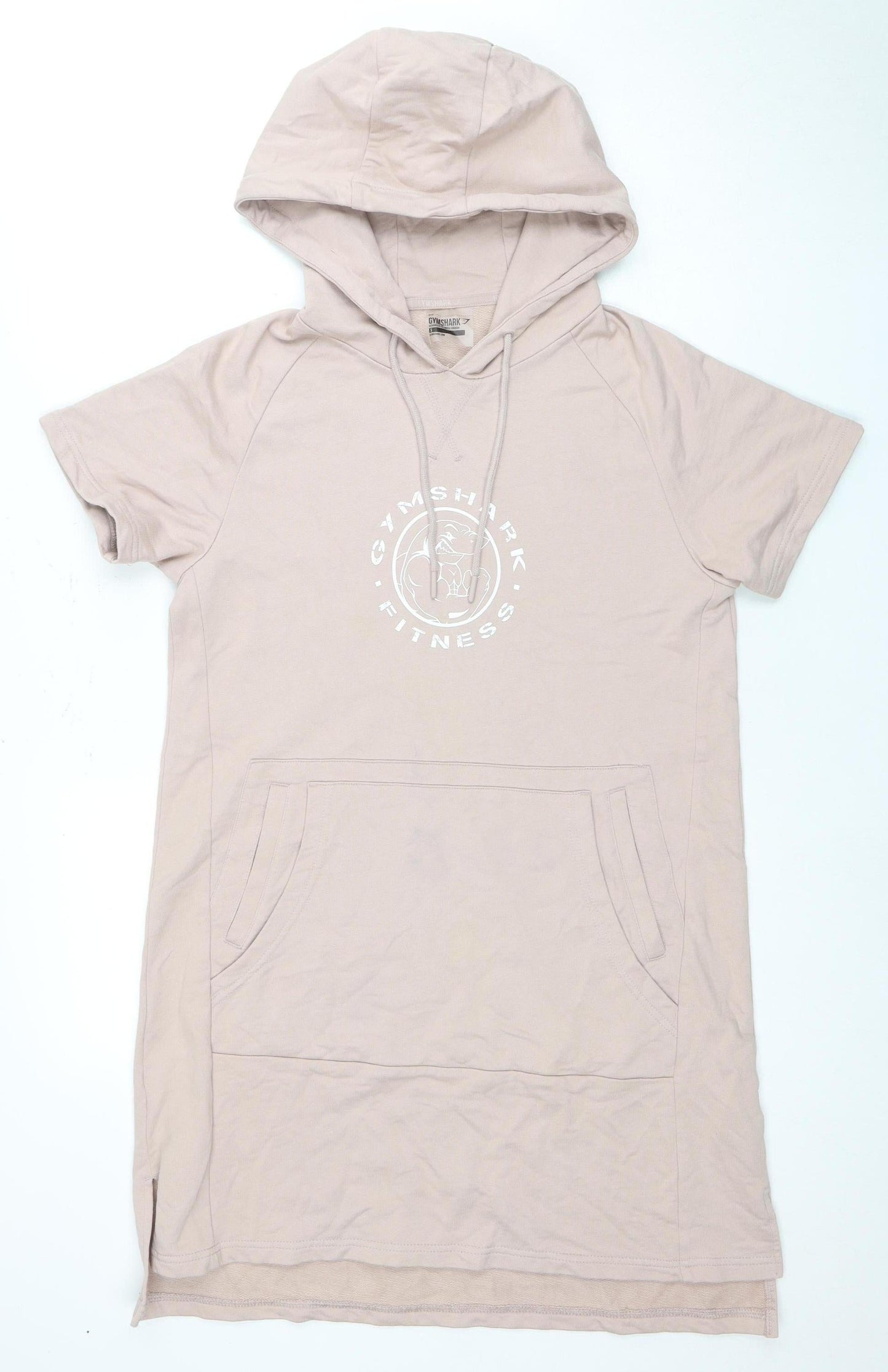 Gymshark Women's Beige Short Sleeve Tunic Hoodie S