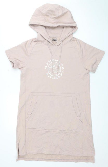 Gymshark Women's Beige Short Sleeve Tunic Hoodie S
