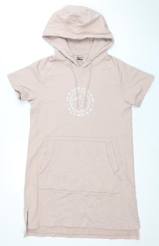 Gymshark Women's Beige Short Sleeve Tunic Hoodie S