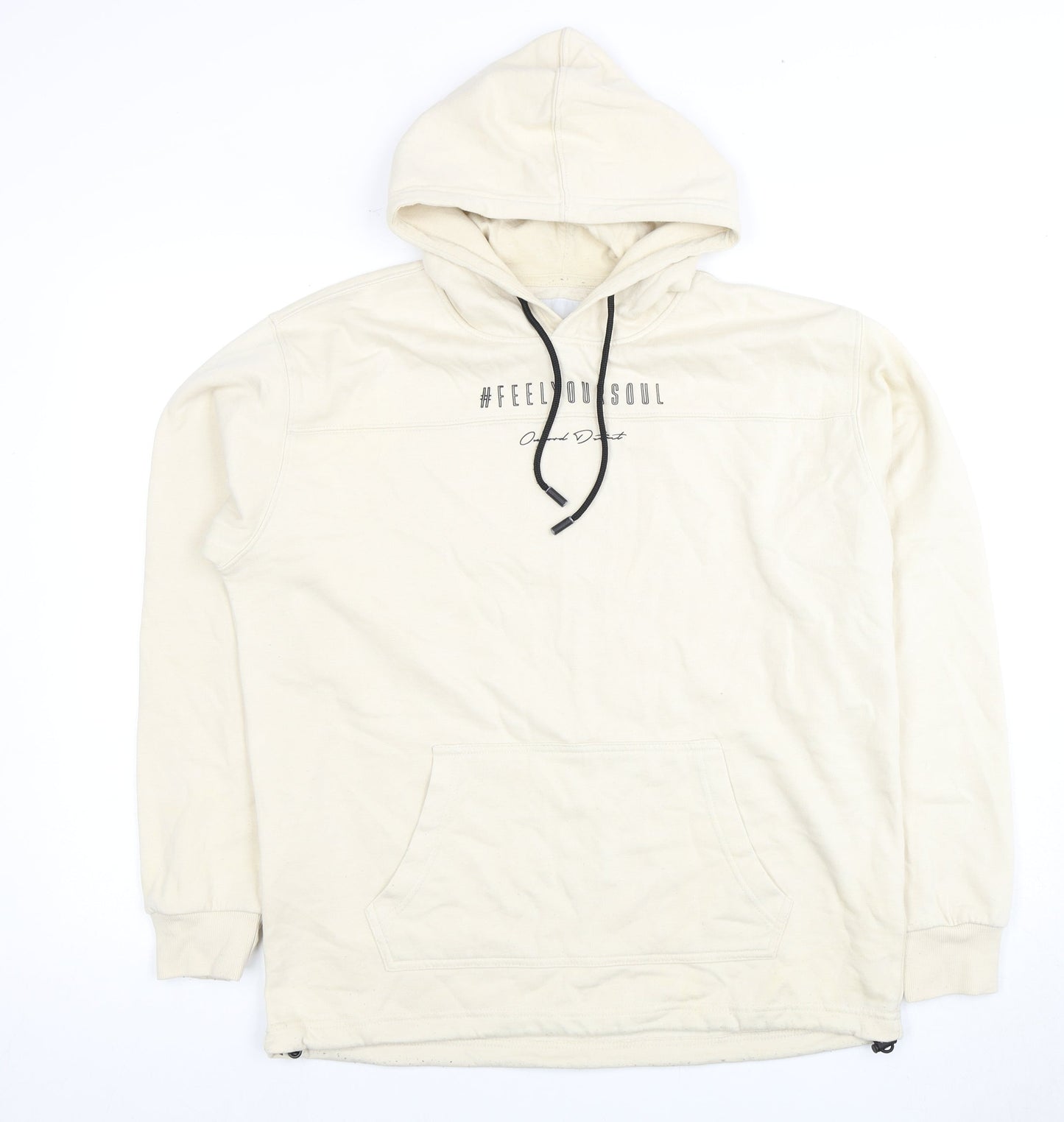Clayton Men's Beige M Pullover Hoodie Logo Accents