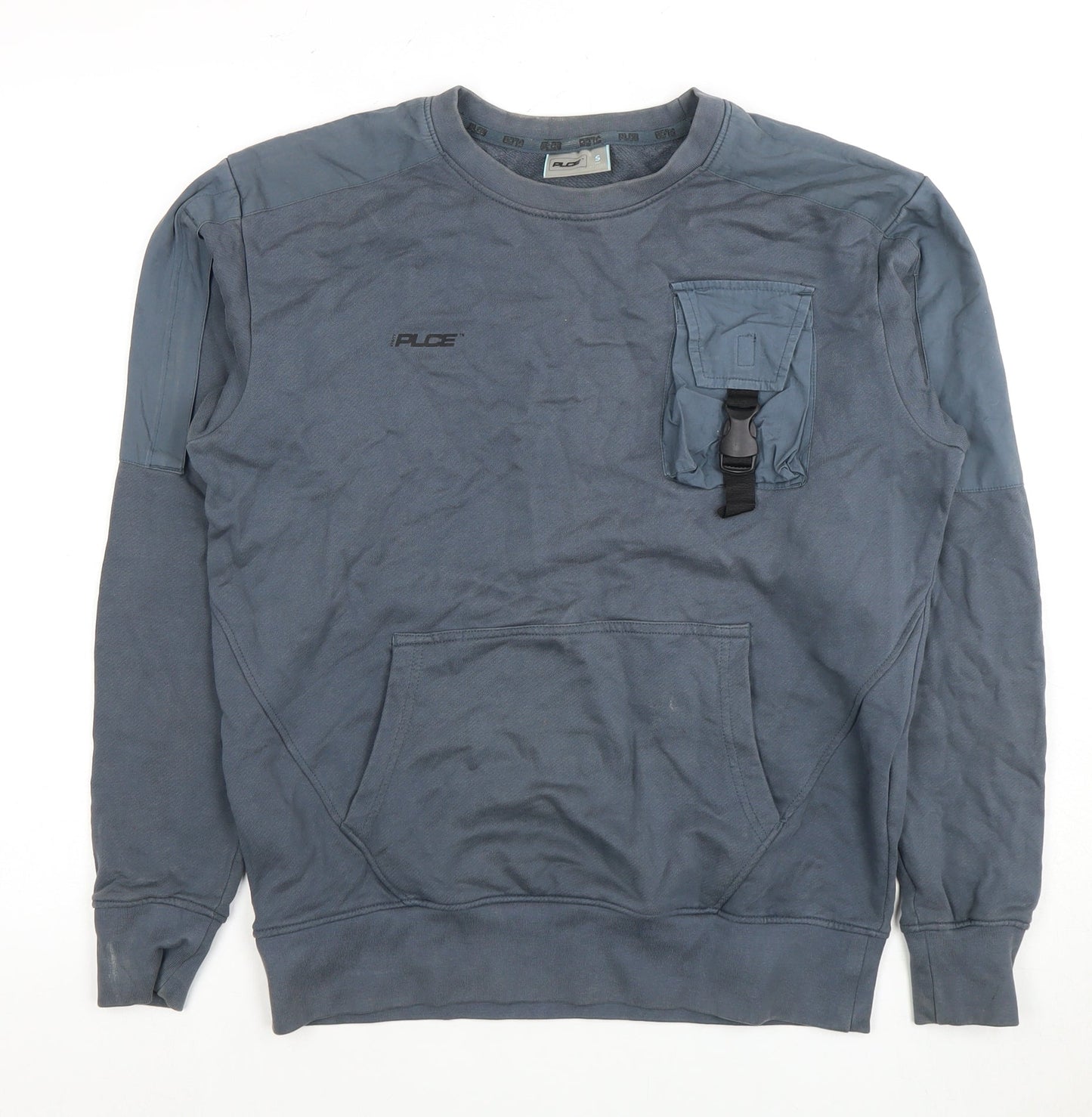 PLCE Men's Blue Pullover Sweatshirt S - Buckle Accent