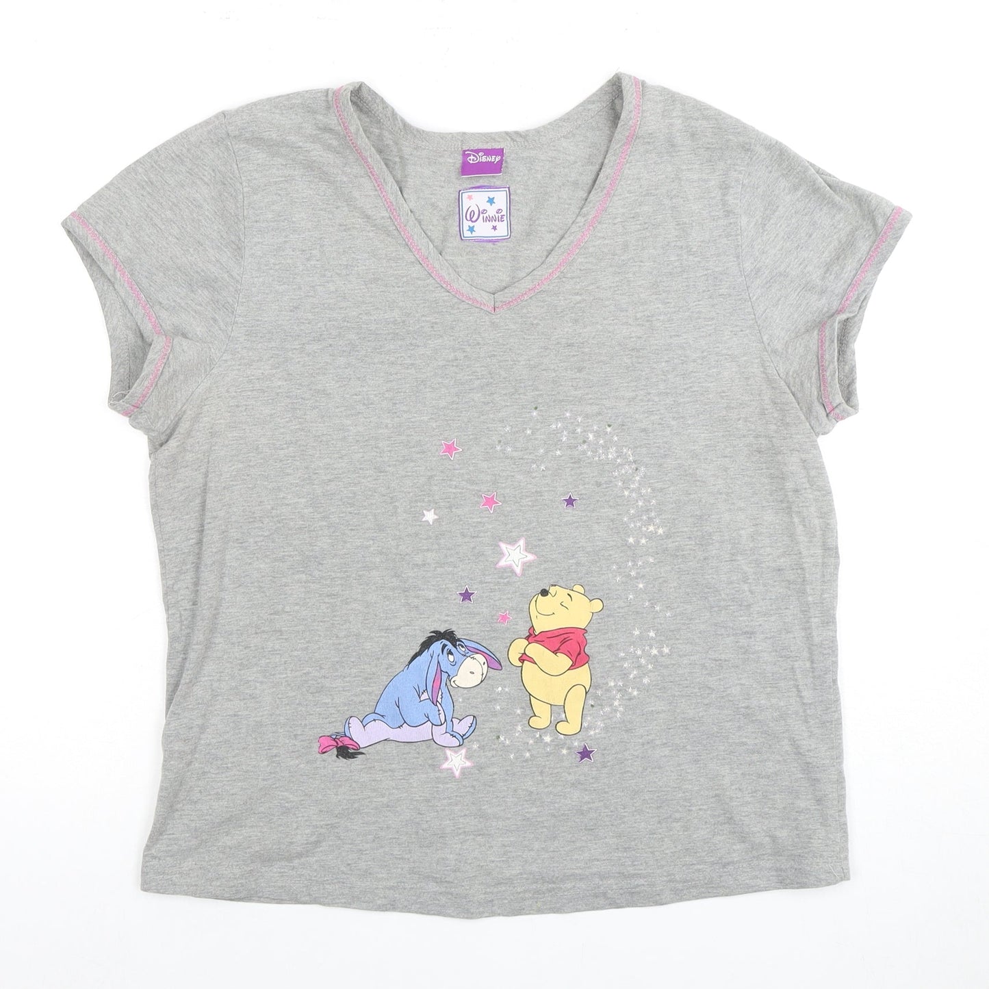 Womens UK Size 12 Disney Grey Basic T-Shirt
