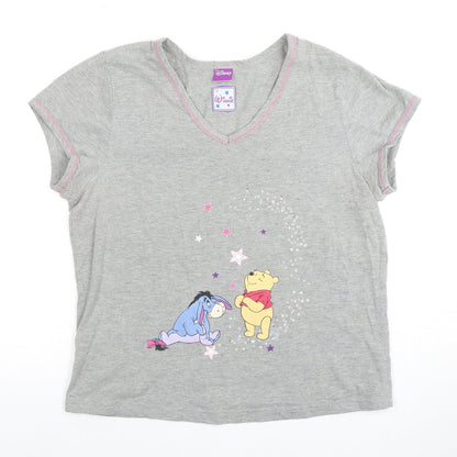 Womens UK Size 12 Disney Grey Basic T-Shirt
