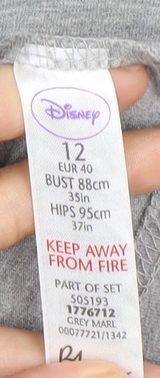 Womens UK Size 12 Disney Grey Basic T-Shirt