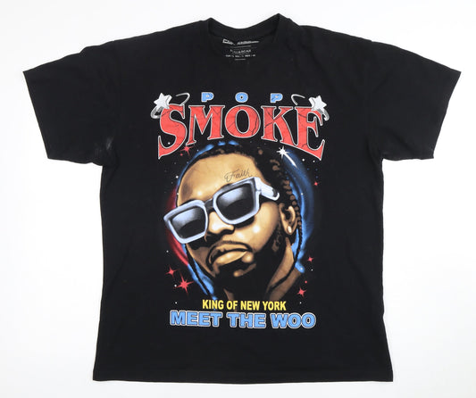 Pull&Bear Men's Black Music Graphic T-Shirt Size L