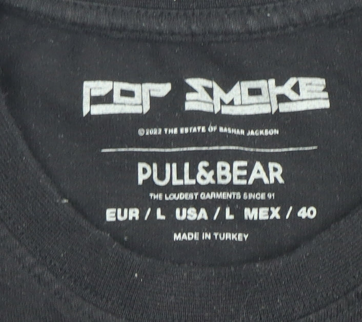 Pull&Bear Men's Black Music Graphic T-Shirt Size L