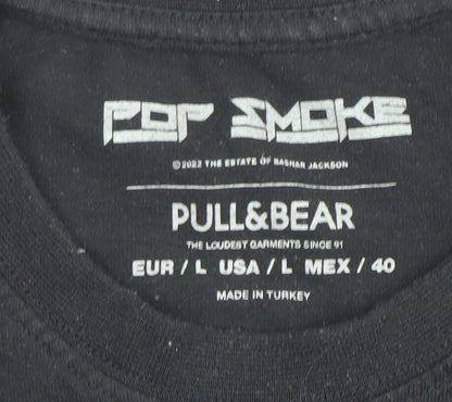 Pull&Bear Men's Black Music Graphic T-Shirt Size L