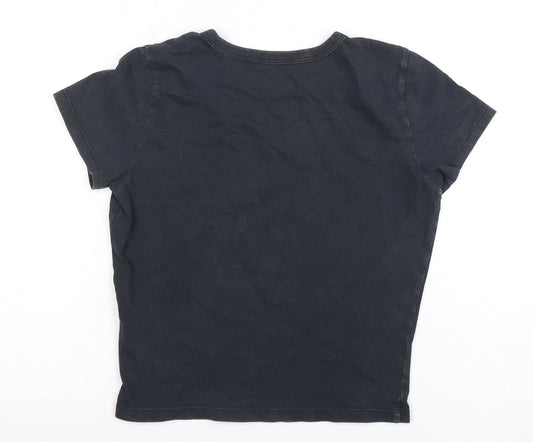 Unisex Adults UK Size XS Hollister Black Basic T-Shirt