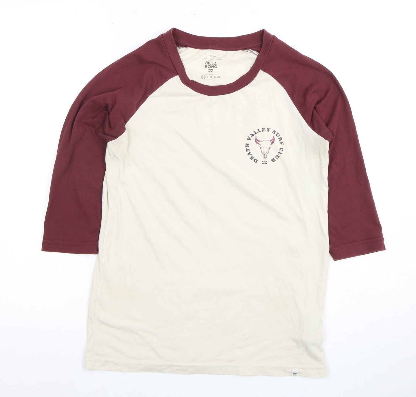 Unisex Adults UK Size XS Billabong Beige Ringer T-Shirt