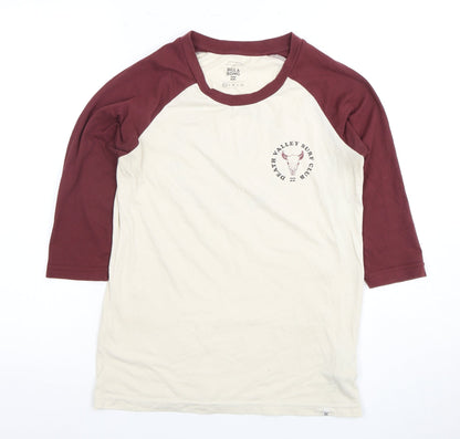 Unisex Adults UK Size XS Billabong Beige Ringer T-Shirt