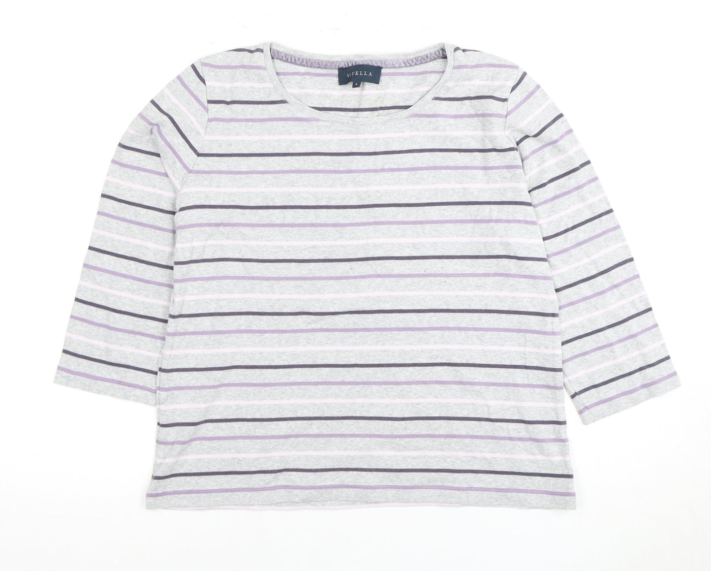 Womens UK Size L Viyella Grey Basic T-Shirt