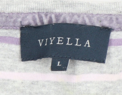 Womens UK Size L Viyella Grey Basic T-Shirt