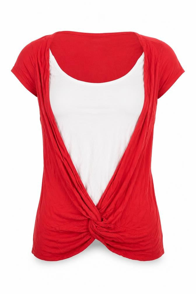 Womens UK Size 10 Therapy Red Wrap T-Shirt
