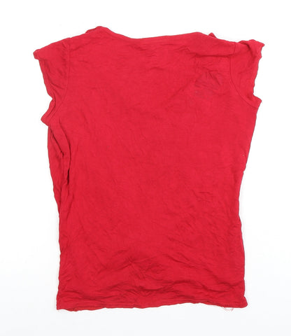 Womens UK Size 10 Therapy Red Wrap T-Shirt