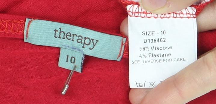Womens UK Size 10 Therapy Red Wrap T-Shirt
