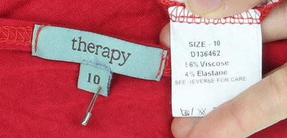 Womens UK Size 10 Therapy Red Wrap T-Shirt