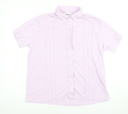 Damart Women's Pink Collared Button-Up Shirt Size 16