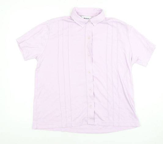 Damart Women's Pink Collared Button-Up Shirt Size 16