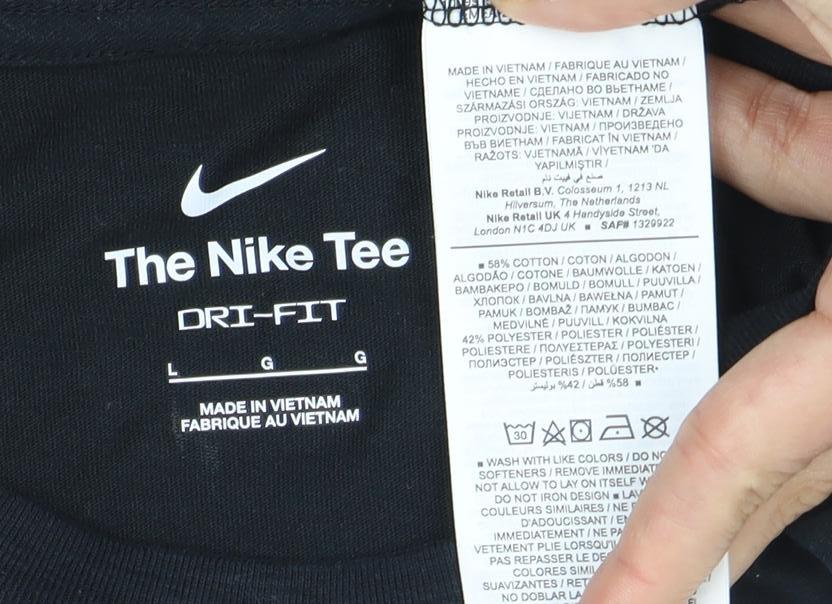 Nike Black T-Shirt, Unisex, L, Moisture Wicking Comfort