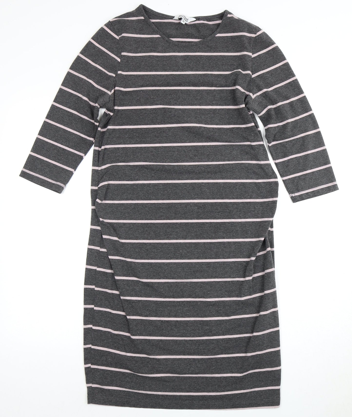 Blooming Marvellous Women's Grey Striped Midi Shift Dress