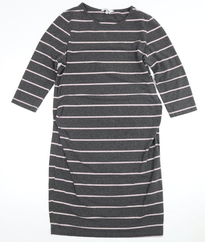 Blooming Marvellous Women's Grey Striped Midi Shift Dress