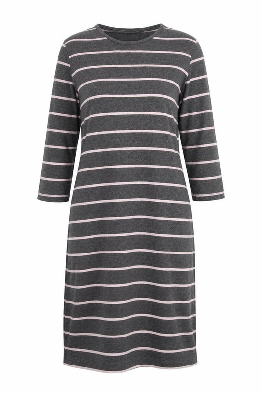 Blooming Marvellous Women's Grey Striped Midi Shift Dress