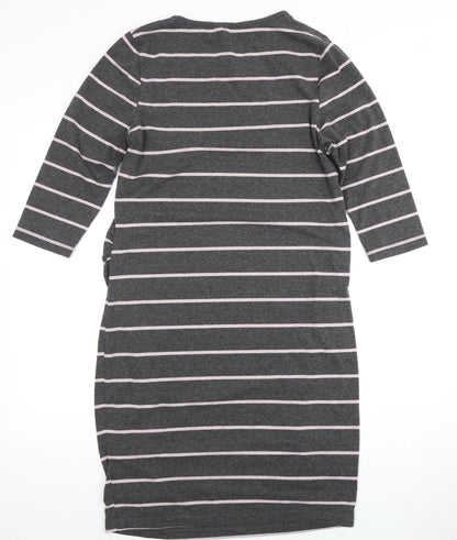 Blooming Marvellous Women's Grey Striped Midi Shift Dress