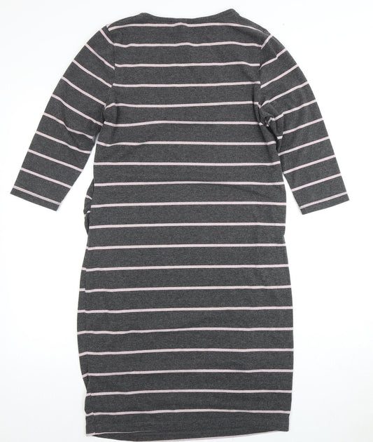 Blooming Marvellous Women's Grey Striped Midi Shift Dress
