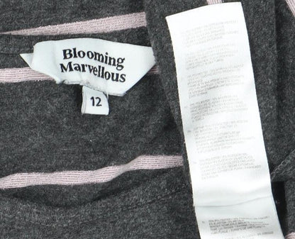 Blooming Marvellous Women's Grey Striped Midi Shift Dress