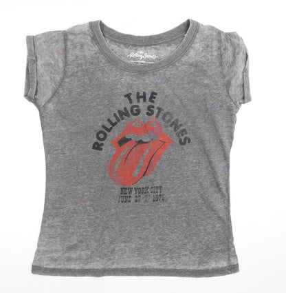Unisex Adults UK Size L The Rolling Stones Grey Basic T-Shirt