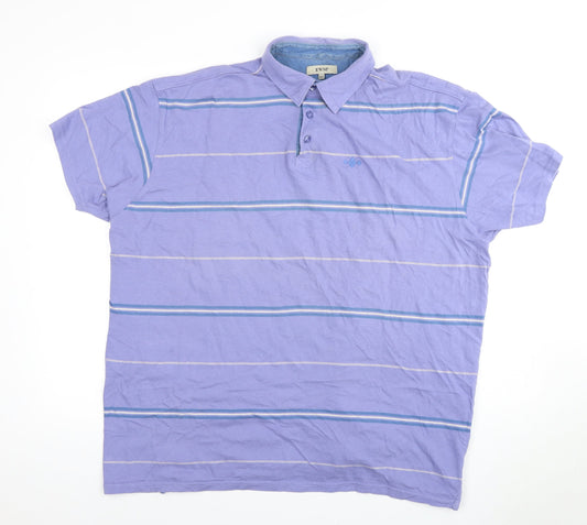 EWM Men’s Purple Striped Polo - 2XL Short Sleeve