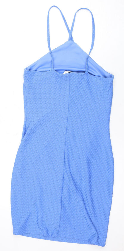 Miss Selfridge Women's Blue V-Neck Strappy Dress Size 8