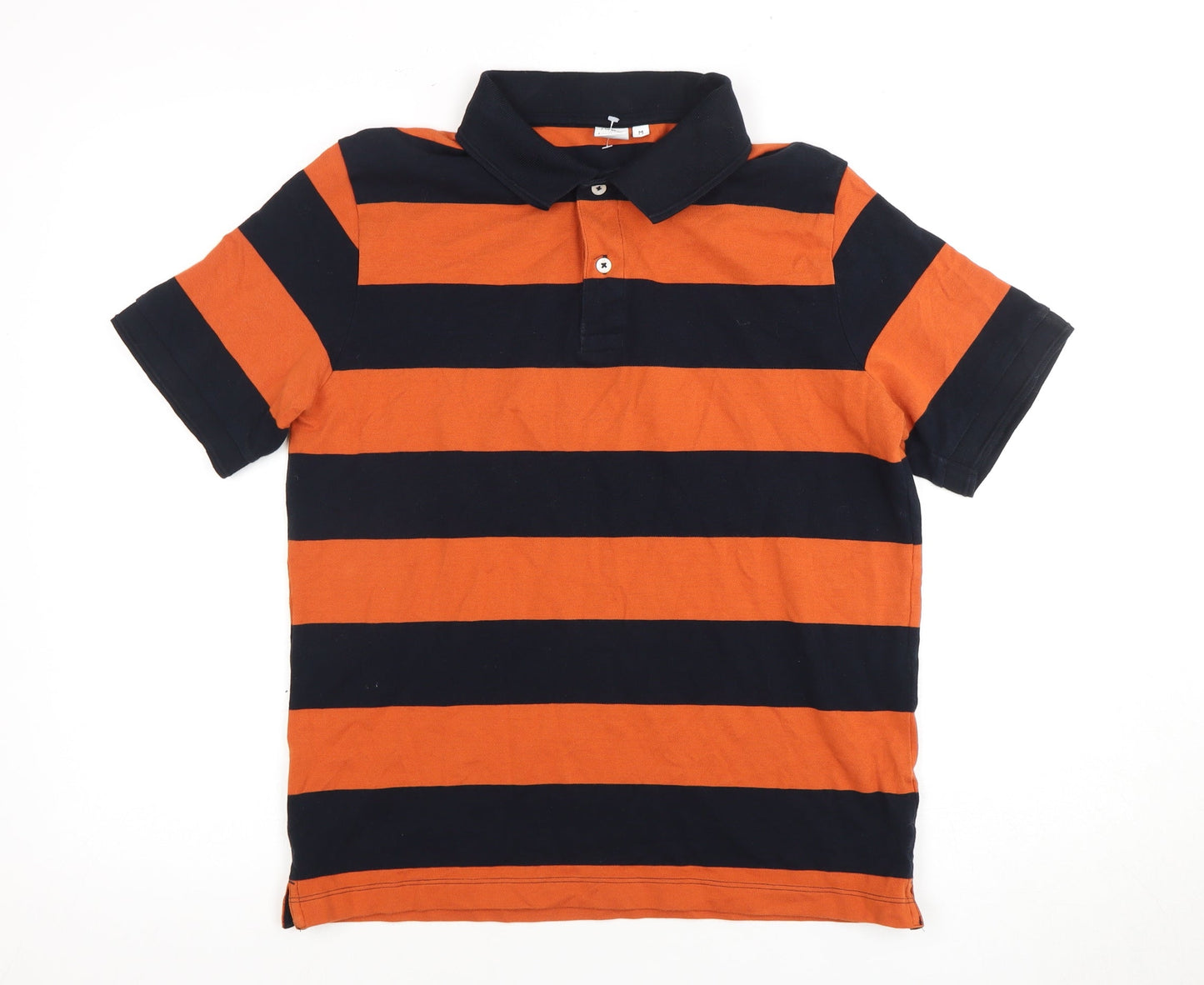 John Lewis Men's Orange Striped Polo Shirt M